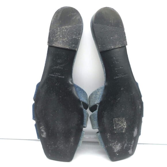 Saint Laurent Denim Tribute Flat Sandals Blue Size 39 Open Toe Mules - Picture 10 of 10
